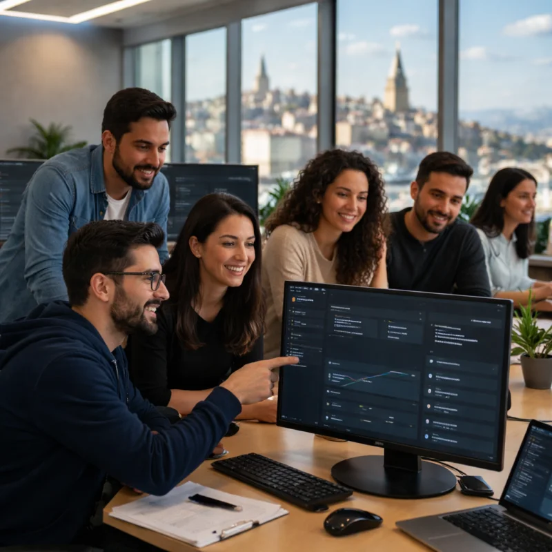 Task360 Team arbeitet zusammen im Büro Istanbul