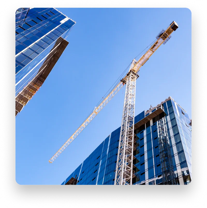 Construction crane at building site