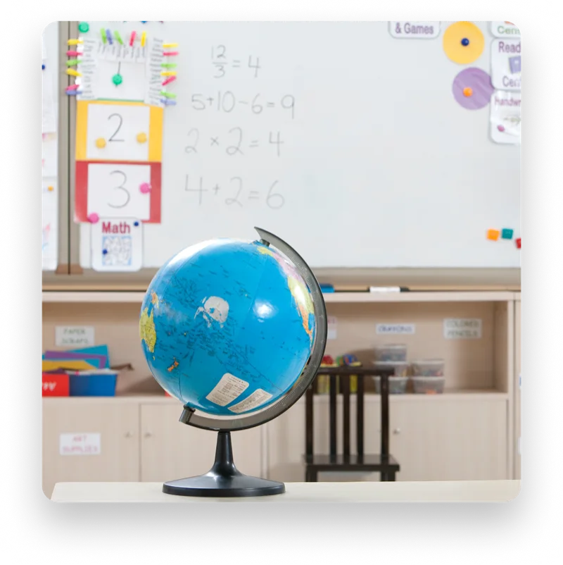Classroom with educational globe