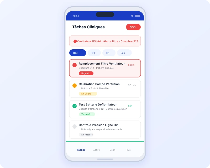 Task360 mobile clinical maintenance app with ward-based task management
