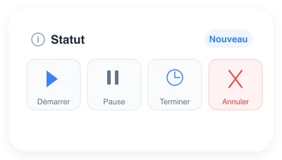 Actions de statut du bon de travail