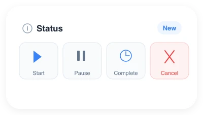 Work order status actions