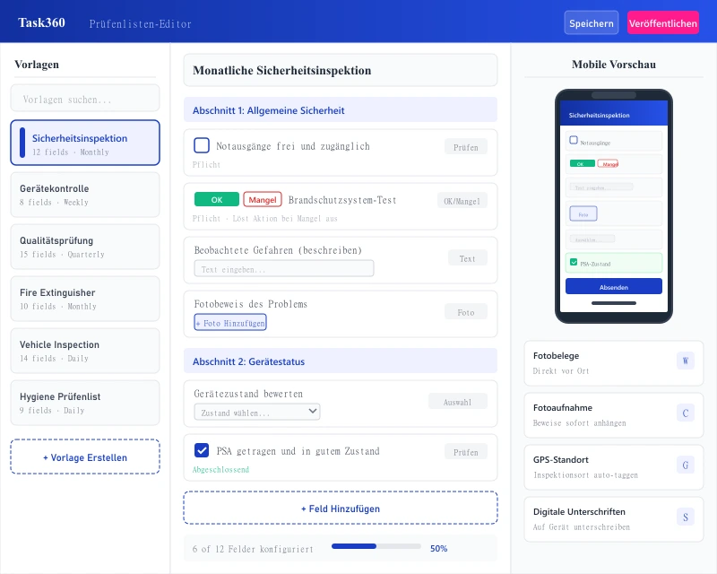 Task360 checklist and inspection builder